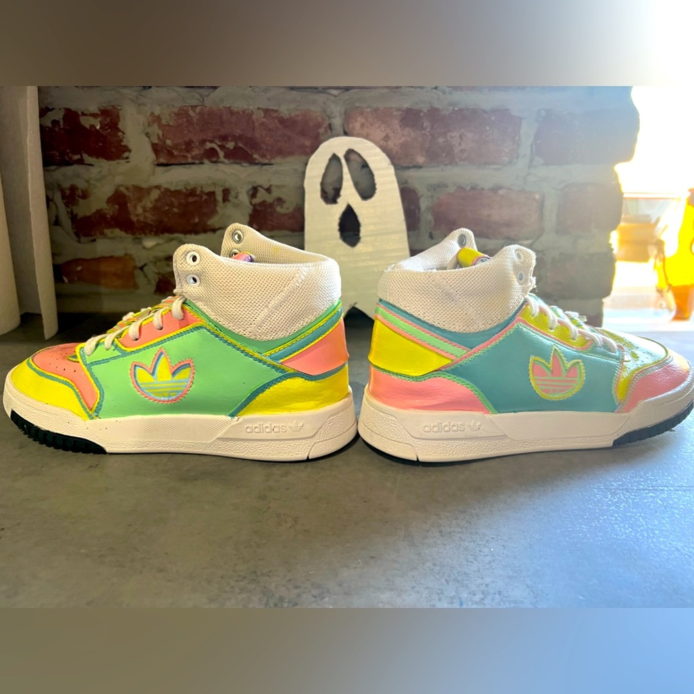 Custom Painted Adidas High Top Shoes Size 5.5Y